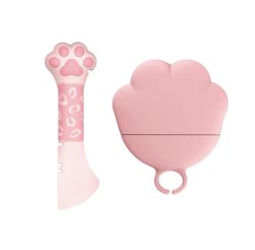 2Pcs Pet Cat Paw Opening Canning Spoon Multifunctional Pet Food Canning Spoon For Pet Cat Dog Feeding Jar (Color: Pink)