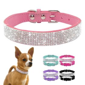 Dog Collar Crystal Glitter Rhinestone Pet Collars Zinc Alloy Buckle Collar For Small Medium Dogs Cats Chihuahua Pug Dog Collar (Color: Yellow, size: S)