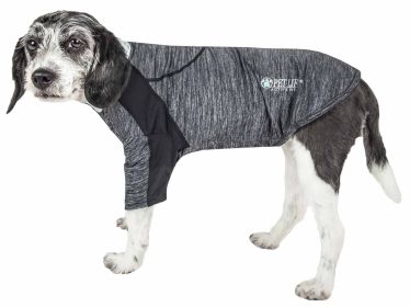 Pet Life Active 'Chewitt Wagassy' 4-Way Stretch Performance Long Sleeve Dog T-Shirt (Color: Black, size: small)