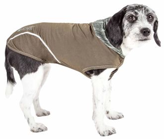 Pet Life Active 'Pull-Rover' Premium 4-Way Stretch Two-Toned Performance Sleeveless Dog T-Shirt Tank Top Hoodie (Color: Green, size: medium)