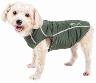 Pet Life Active 'Racerbark' 4-Way Stretch Performance Active Dog Tank Top T-Shirt (Color: Green, size: small)