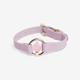 Luxury Spill-Proof Dog Collar Embedded with Healing Crystal (Color: Lilac Haze, size: medium)